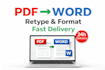 convert PDF to word retype and format documents professionally