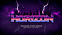 create a 80s logo synthwave 3d text in chrome and neon styles