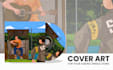 create your album, single song cover art in cartoon style