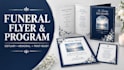 design funeral program, obituary flyer, and memorial booklet
