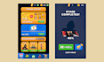 make a stunning game graphic UI, buttons for hyper casual