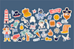 design cute stickers, character, animals emotion
