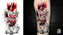 do premium trash polka design , sleeve tattoo