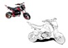 draw your motorcycle into vector line art
