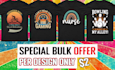 do bulk t shirt design and graphic typography t shirt design