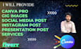 create a catchy fiverr gig image, resume writing and social media post on canva