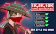 create a luxurious 100, 1k, 10k, nft art collection
