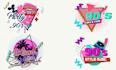 do a custom logo in 90s pop art style with 80s retro touch