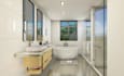 do bathroom interior design, rendered by an architect