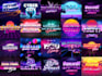 create a 80s retro vintage style neon and chrome 3d logo