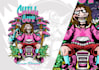 design cartoon cannabis weed trippy style