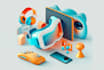 make abstract 3d illustrations or concept art