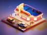 create an isometric 3d models and 3d environment illustration