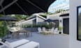 design garden, backyard, pool, patio, terrace landscape 3d environment