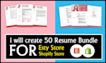 design a professional resume design, a cover letter template for etsy