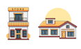 create building icon illustration in flat design style