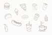 draw 5 food illustration in flat vector style