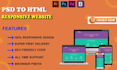 convert PSD to HTML, figma to HTML, xd to HTML tailwind CSS