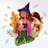 illustrate a cute witchy character