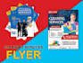 design cleaning services, washing and care flyer