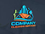 clean house, janitorial or commercial cleaning services logo