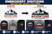 do embroidery digitizing for cap, hat, jacket and left chest