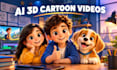create 3d ai animated cartoon video in pixar style