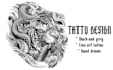 draw high detail black and grey tattoo design with realistic shading