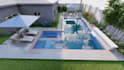 design and render swimming pool, backyard, villa landscape