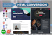 convert psd, xd, figma, png, jpeg, pdf to HTML or wordpress