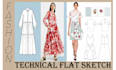 create fashion technical flat sketch for your clothing brand