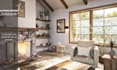 create photorealistic 3d interior rendering for kitchen, bathroom, living room