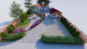 design and 3d render landscape of backyard and front yard