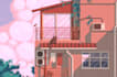create pixel art background, landscape, illustration