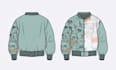 design varsity jacket  flat sketch tech pack  artwork