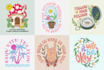draw a groovy, psychedelic, cute, retro illustration