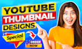 design  amazing youtube thumbnail fast deliver