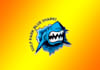 design outstanding  blue shark logo with express delivery
