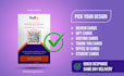 design professional business cards, gift cards, review cards, and thank you card