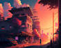 create a vibrant anime cityscape art