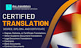 provide professionally certified translation of degree, diploma, and certificate