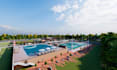design landscape, garden, backyard, pool, and patio with 3d render