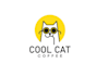 create a beautiful cool cat coffee logo design