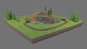 create a 3d low poly environment scene or nft