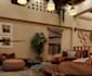 design a cozy rustic restaurant interior with 3d rendering