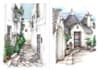 draw urban landscape illustrations of a city, monument, street