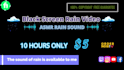 create 10 hour black screen rain video, fireplace, white and brown noise videos