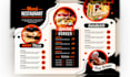 design an attractive restaurant food menu, brochure, or flyer