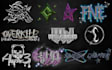 create grunge, y2k, chrome logo for your brand