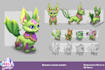 create 2d character design concept, pet, mascot, monsters, sketch, color, render